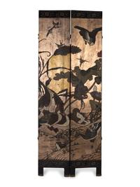A Chinese Polychromed Eight Panel Coromandel Screen
