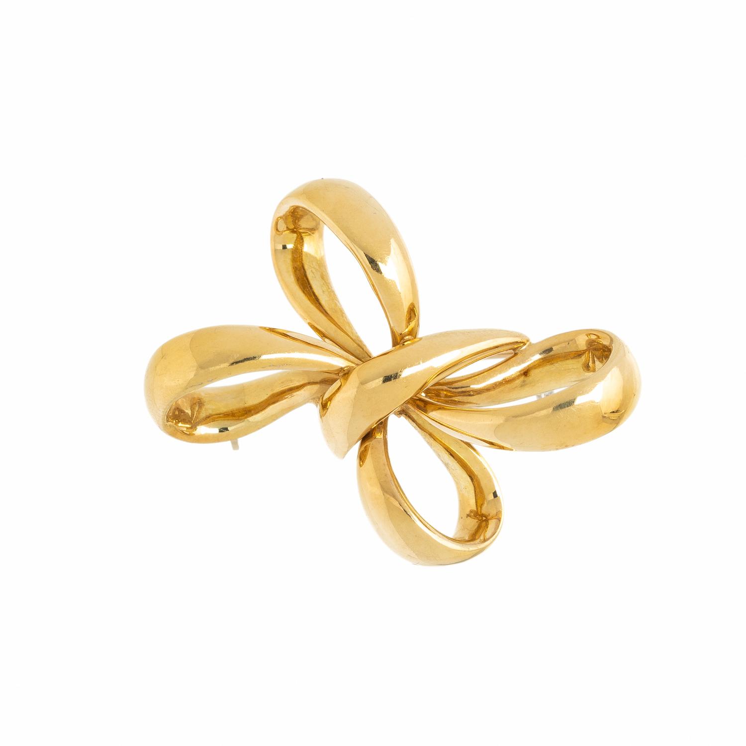 NEIMAN MARCUS, YELLOW GOLD BOW BROOCH