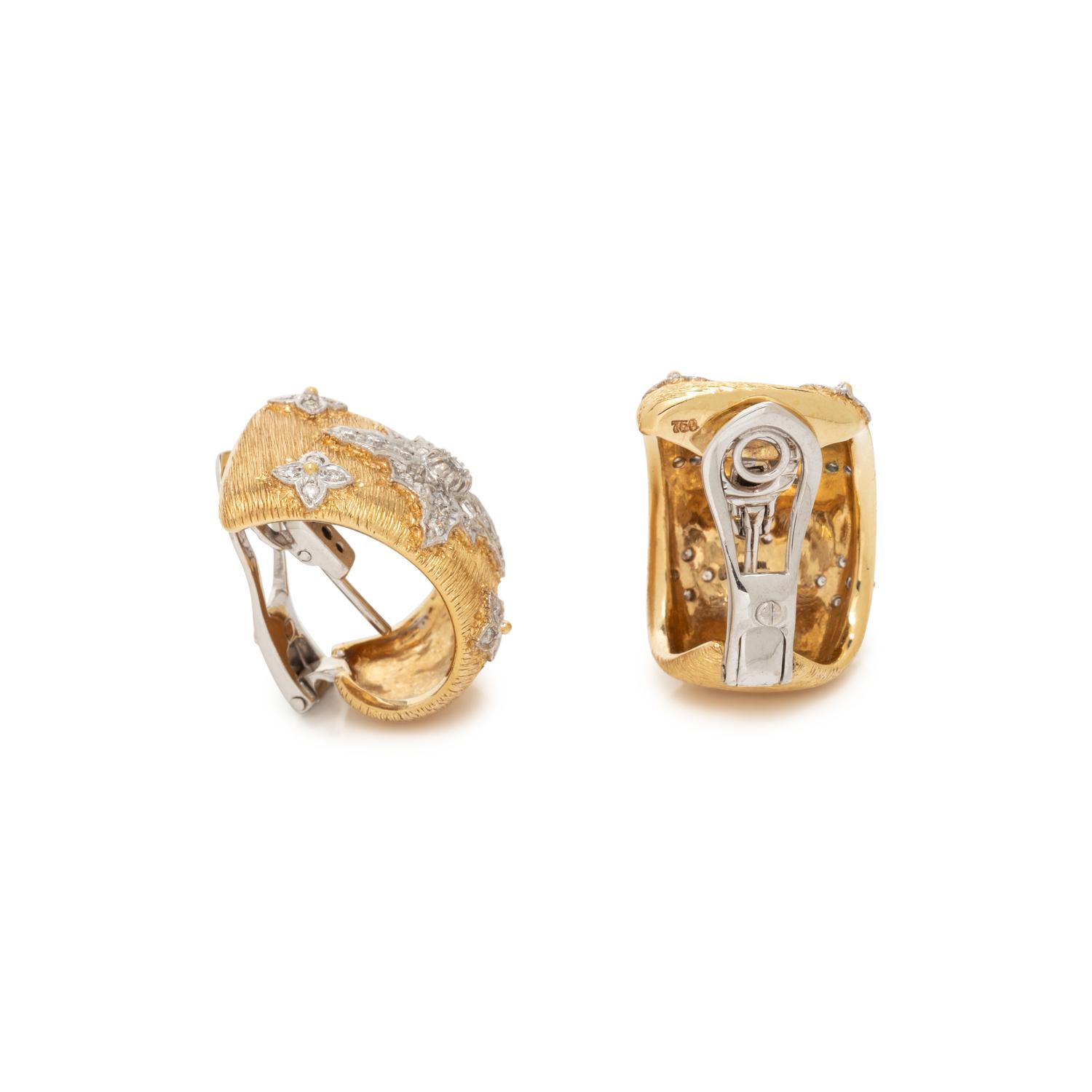 BICOLOR GOLD AND DIAMOND EARCLIPS