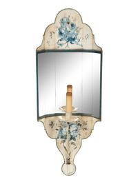 A Pair of Painted Tole and Mirror Wall Sconces