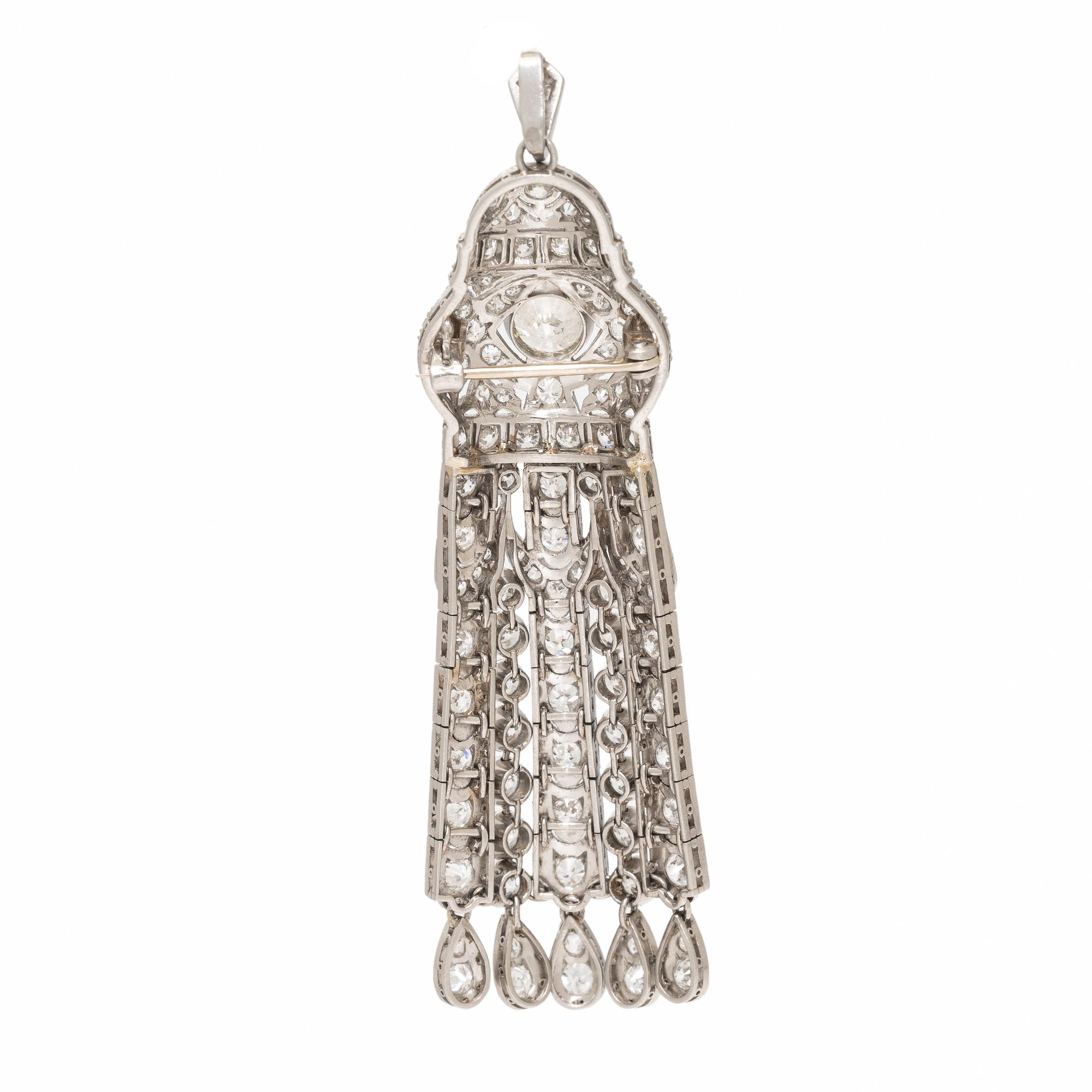 Diamond Tassel Pendant Brooch