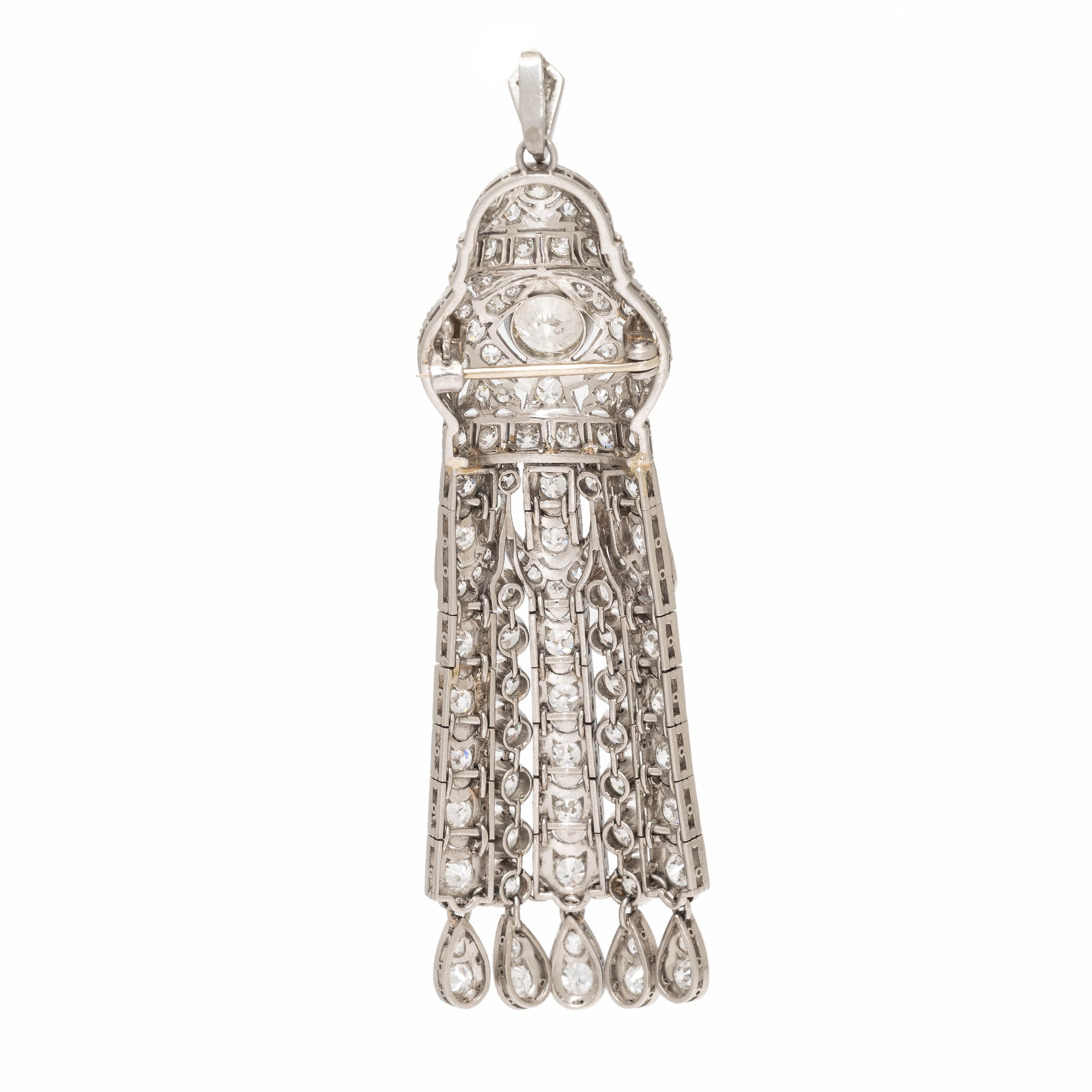 Diamond Tassel Pendant Brooch