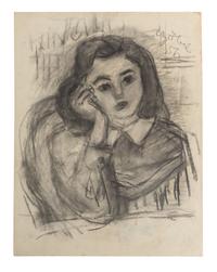 Girl Leaning on Right Hand , 1956