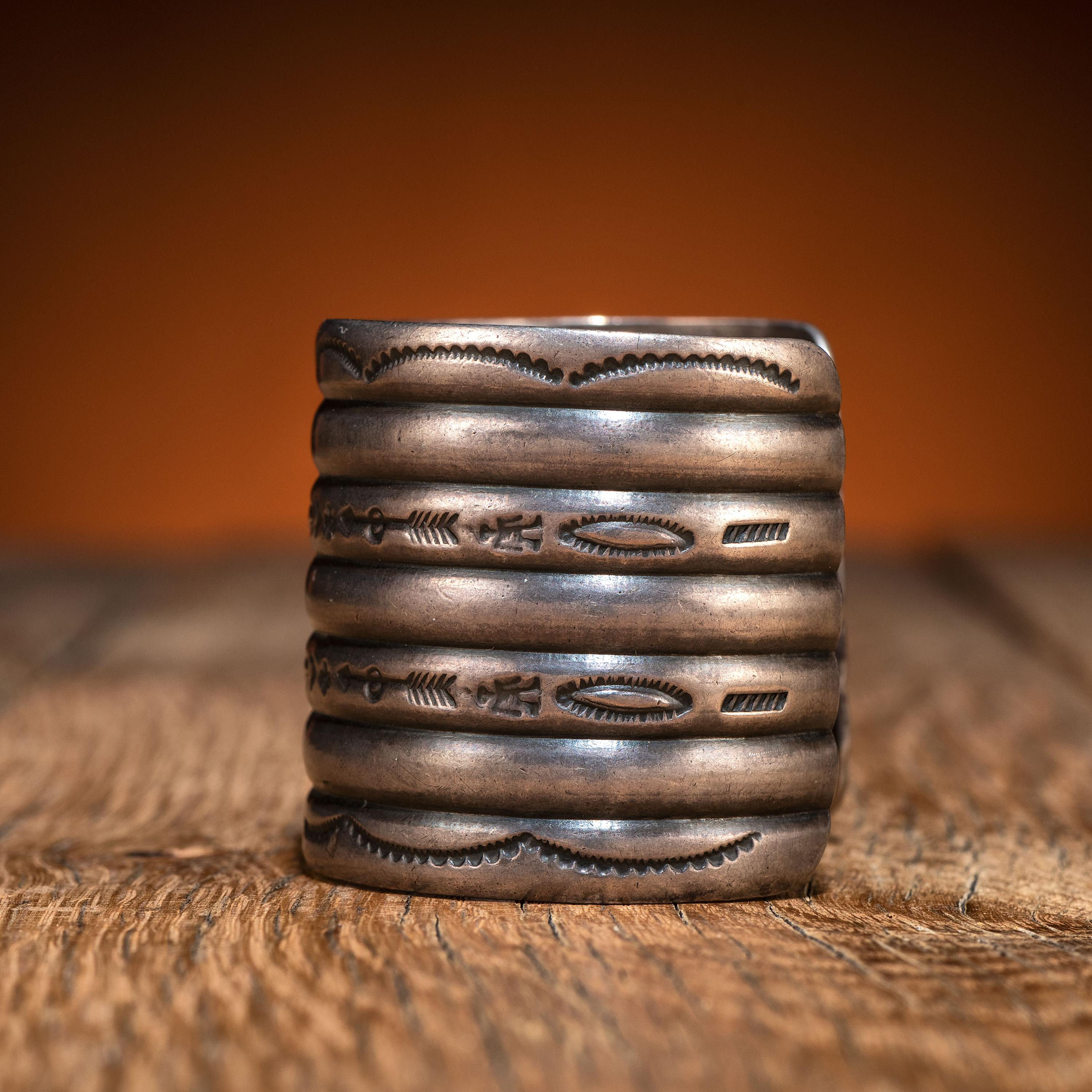 Navajo Stamped Silver Cuff Bracelet