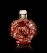A Red Overlay Clear Glass Snuff Bottle
