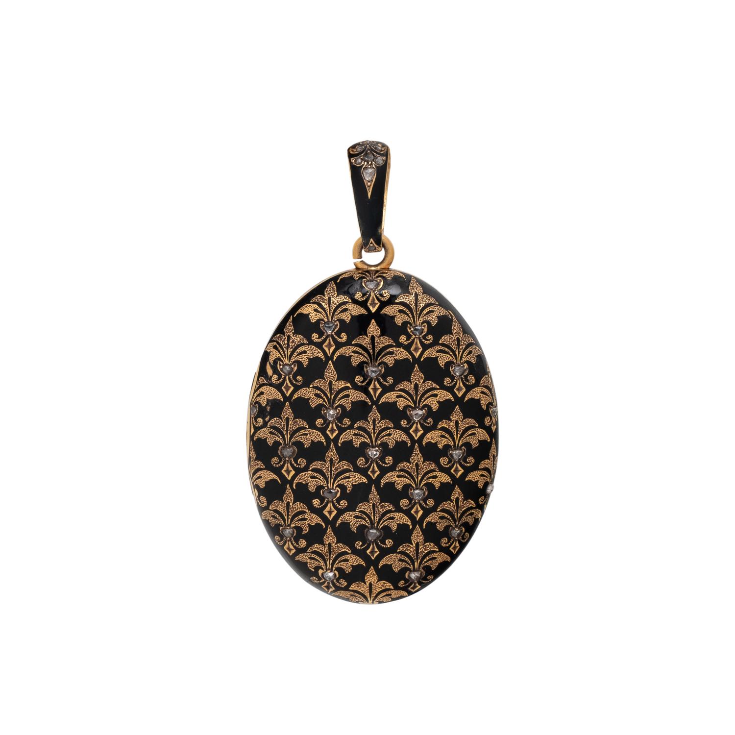 TIFFANY & CO., VICTORIAN, ENAMEL AND DIAMOND LOCKET
