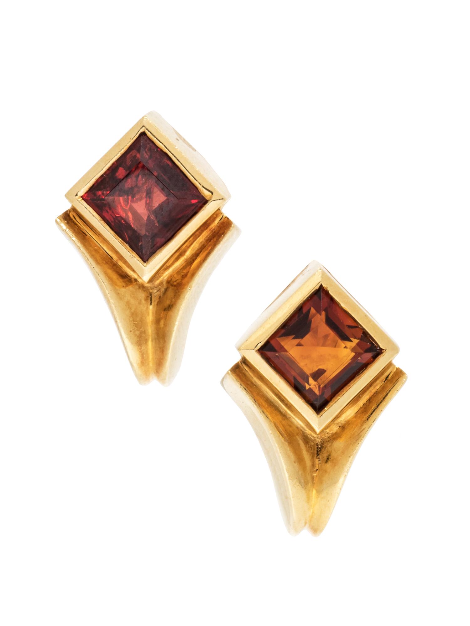 A Pair of 18 Karat Yellow Gold and Citrine Earrings, Gucci,
