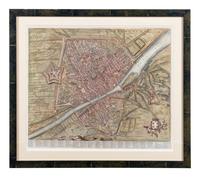 [MAPS]. A Group of 4 engraved maps with hand-coloring depicting Rome, Florence, Sicily, and America, comprising: