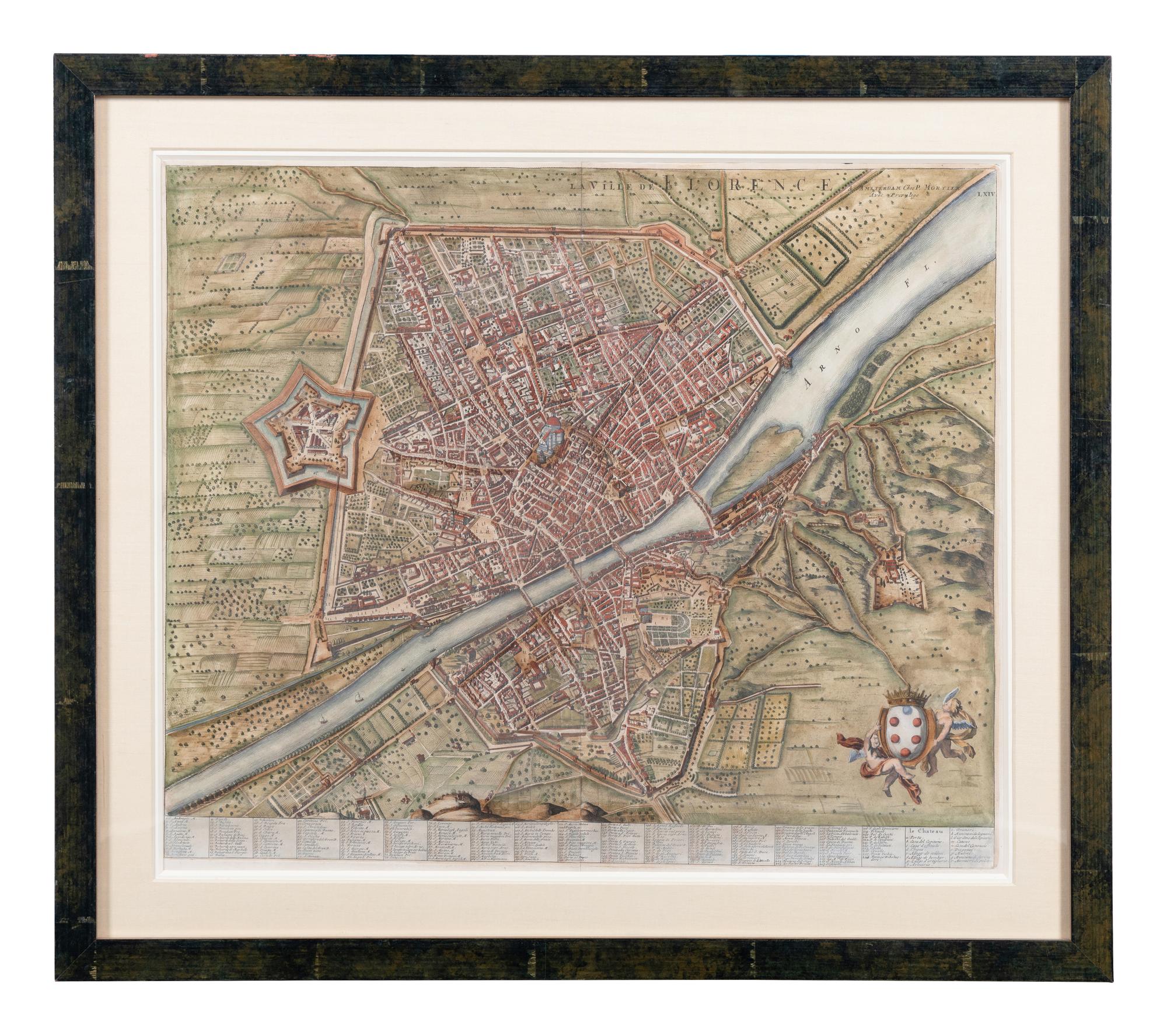 [MAPS]. A Group of 4 engraved maps with hand-coloring depicting Rome, Florence, Sicily, and America, comprising: