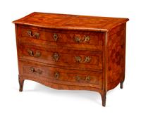 An Italian Rococo Parquetry Inlaid Walnut Commode — LATE 18TH CENTURY