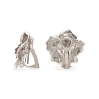 Diamond and Ruby Flower Earrings