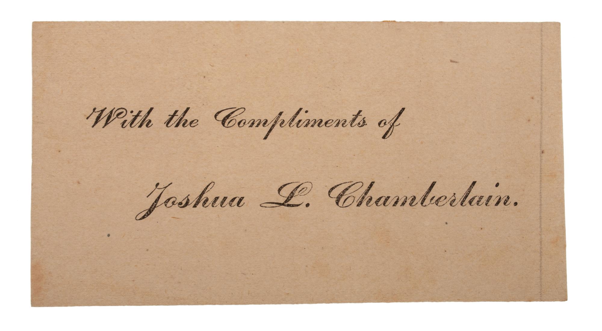CHAMBERLAIN, Joshua (1828-1914). Autograph letter to his wife Fanny in which he discusses the corps badges made for him by Fanny and the family's housekeeper. N.p., [9 April 1863].