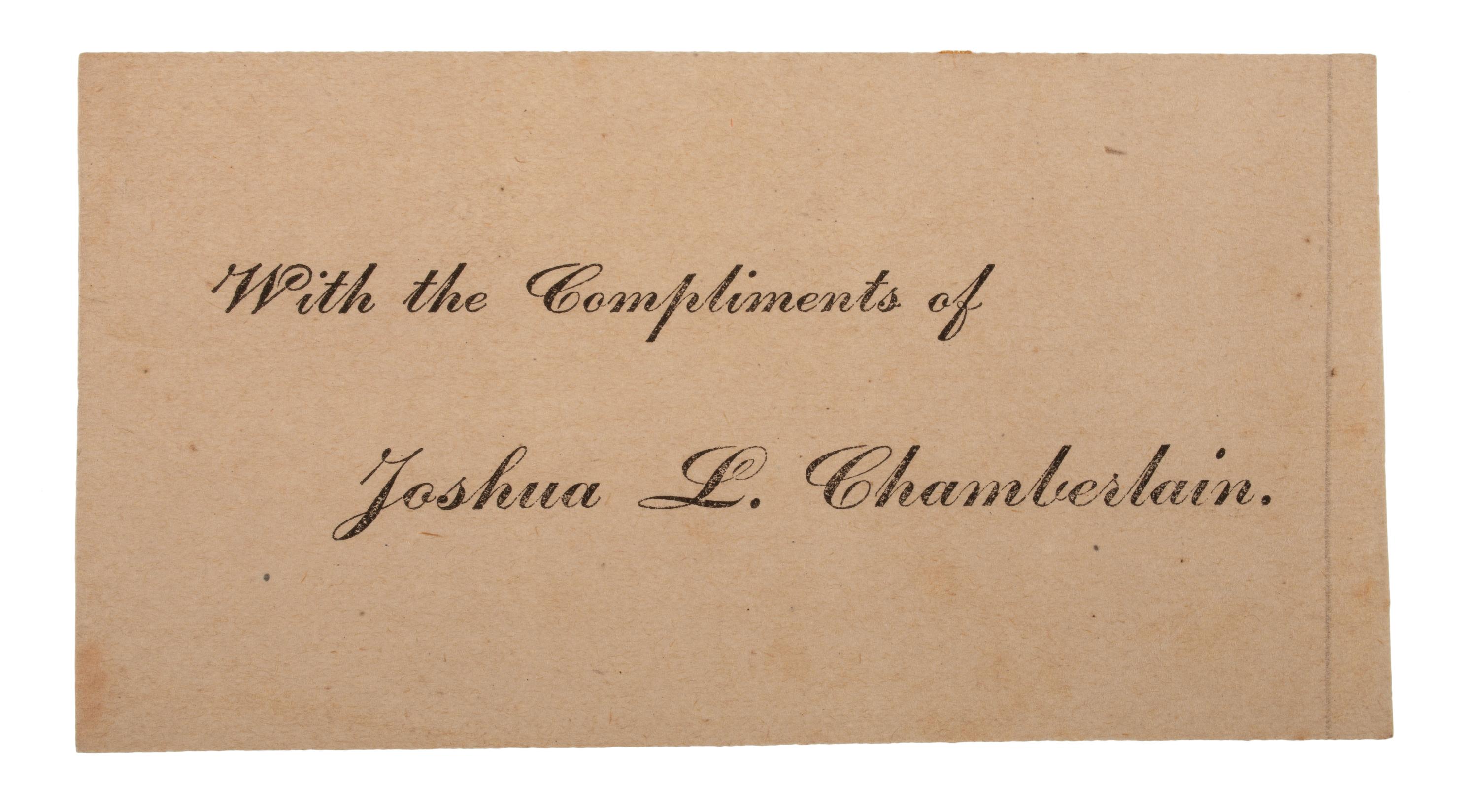 CHAMBERLAIN, Joshua (1828-1914). Autograph letter to his wife Fanny in which he discusses the corps badges made for him by Fanny and the family's housekeeper. N.p., [9 April 1863].