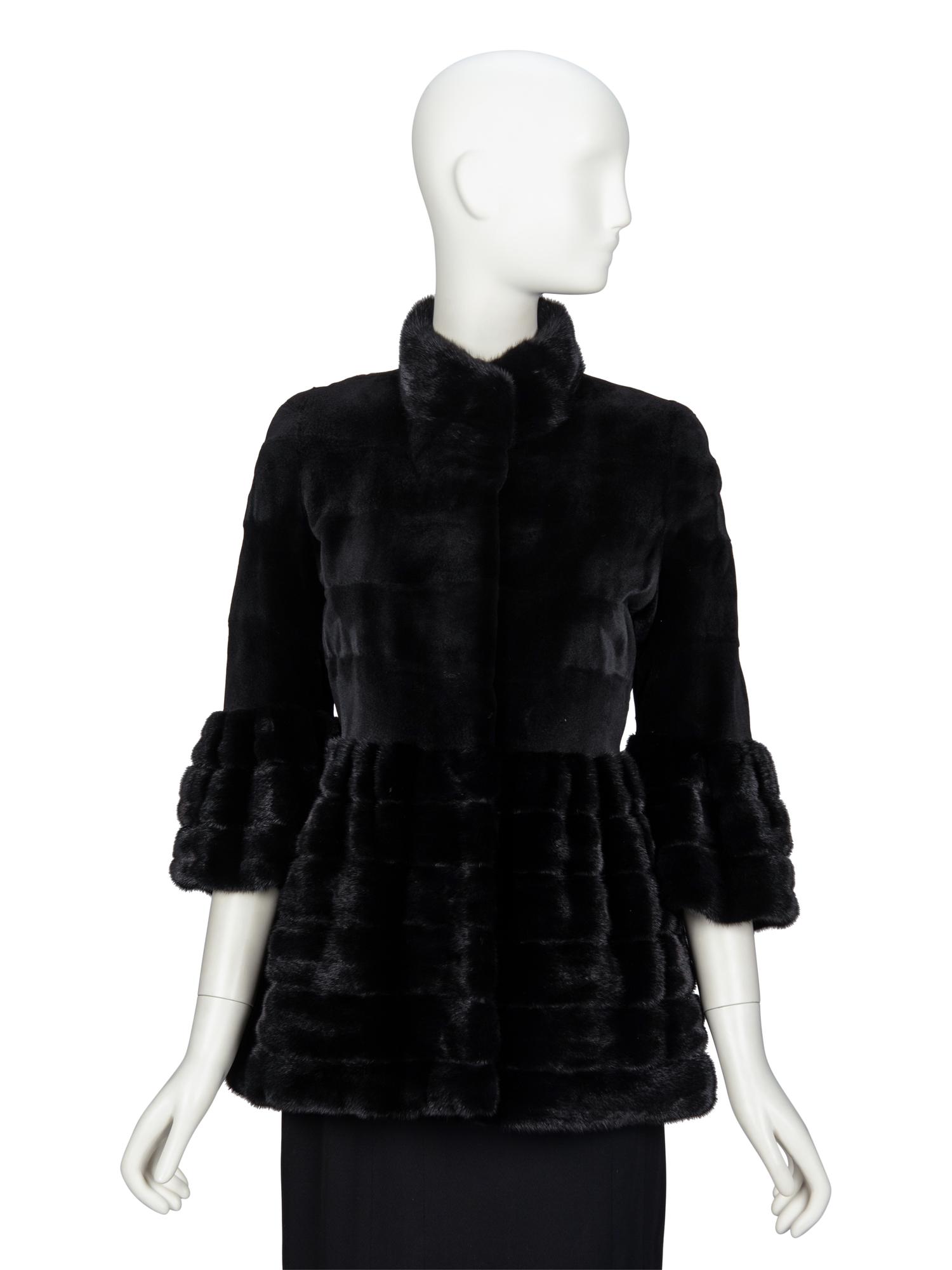 DENNIS BASSO, BLACK MINK FUR COAT