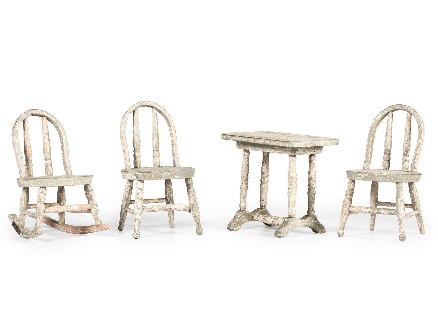 A Group of Grey Painted Miniature Furniture