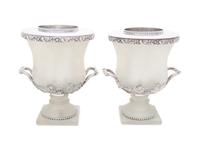 A Pair of English Silver-Plate and Frosted Glass Wine Coolers