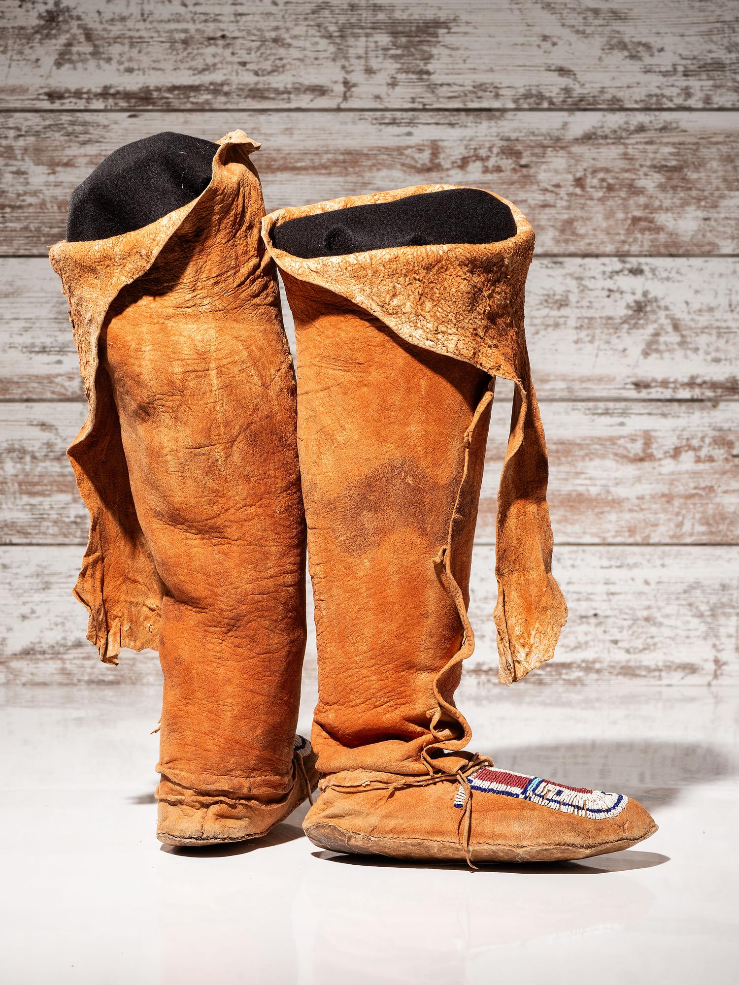 Cheyenne Beaded Hide Boot Moccasins