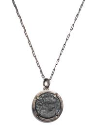 A Roman Bronze Coin set in a Modern Mount and Chain