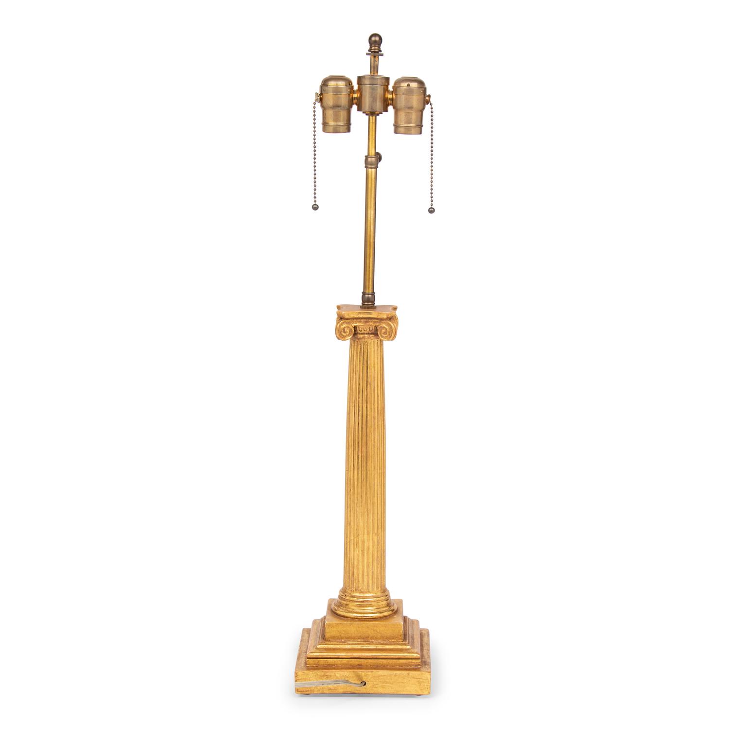 A Giltwood Column-Form Table Lamp