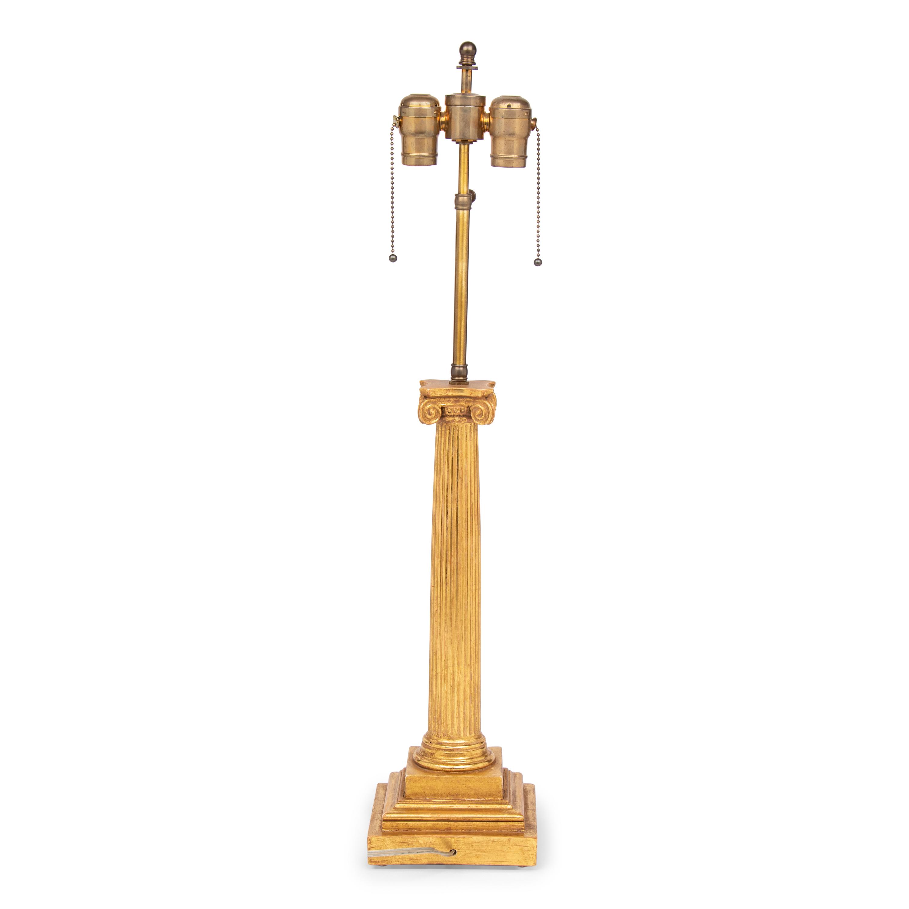 A Giltwood Column-Form Table Lamp