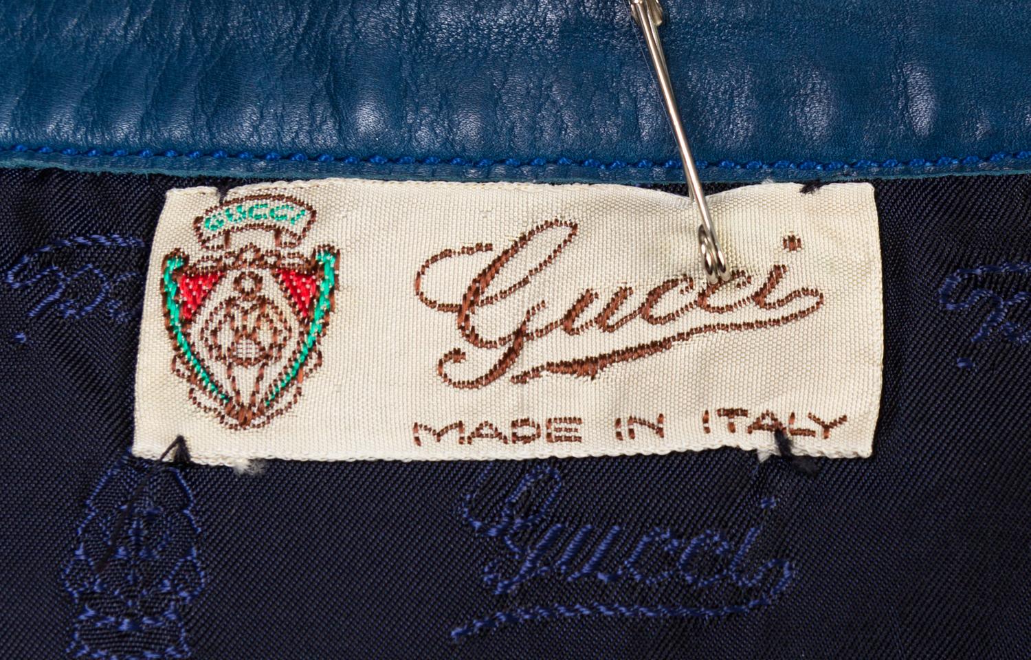 A Gucci Blue Suede Wrap Skirt, Size 42.