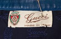 A Gucci Blue Suede Wrap Skirt, Size 42.