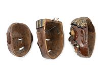 Three Mexican Carved and Polychromed Wood Masks