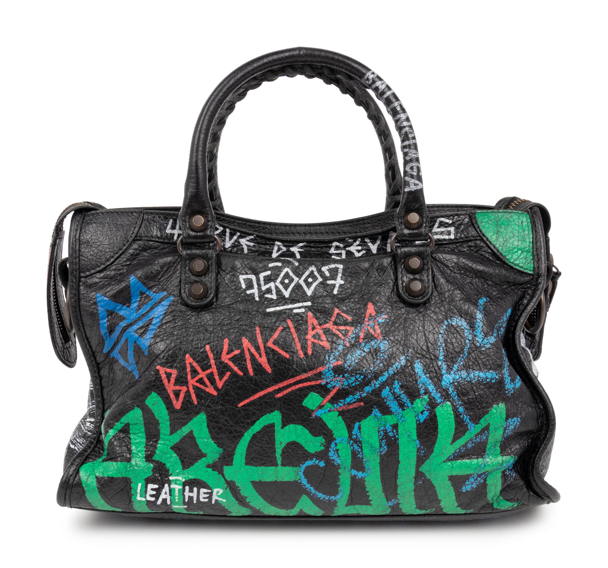 Balenciaga Leather Graffiti Shoulder Bag, Spring/Summer 2018