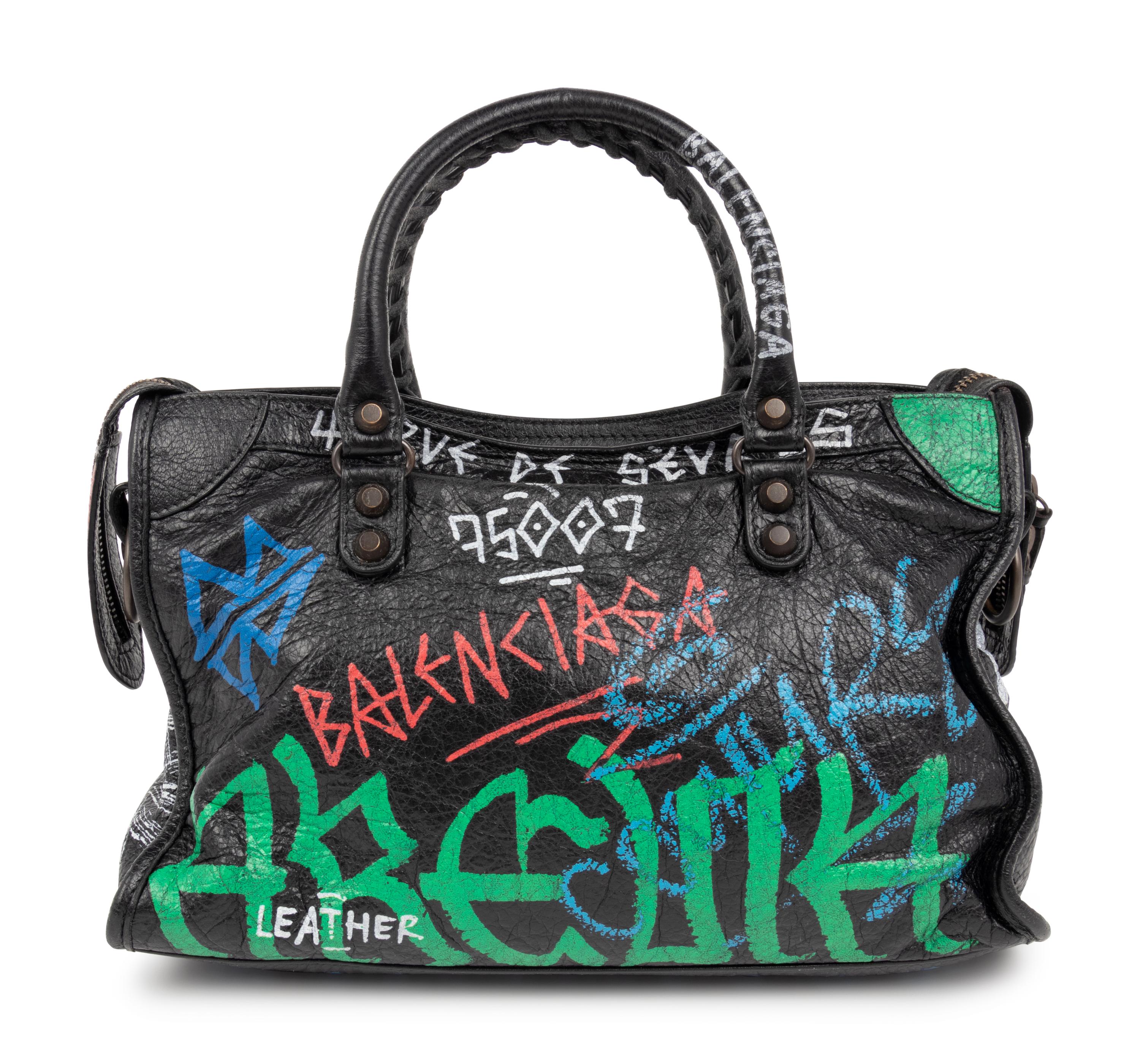 Balenciaga Leather Graffiti Shoulder Bag, Spring/Summer 2018