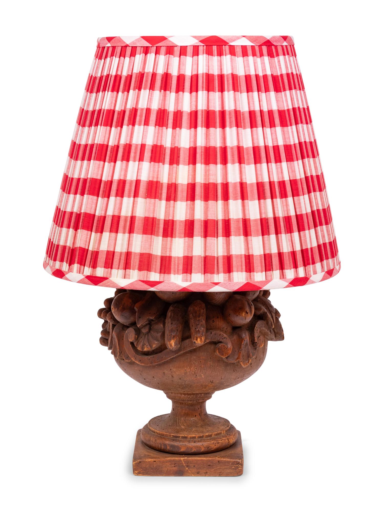 A Continental Style Carved Oak Table Lamp