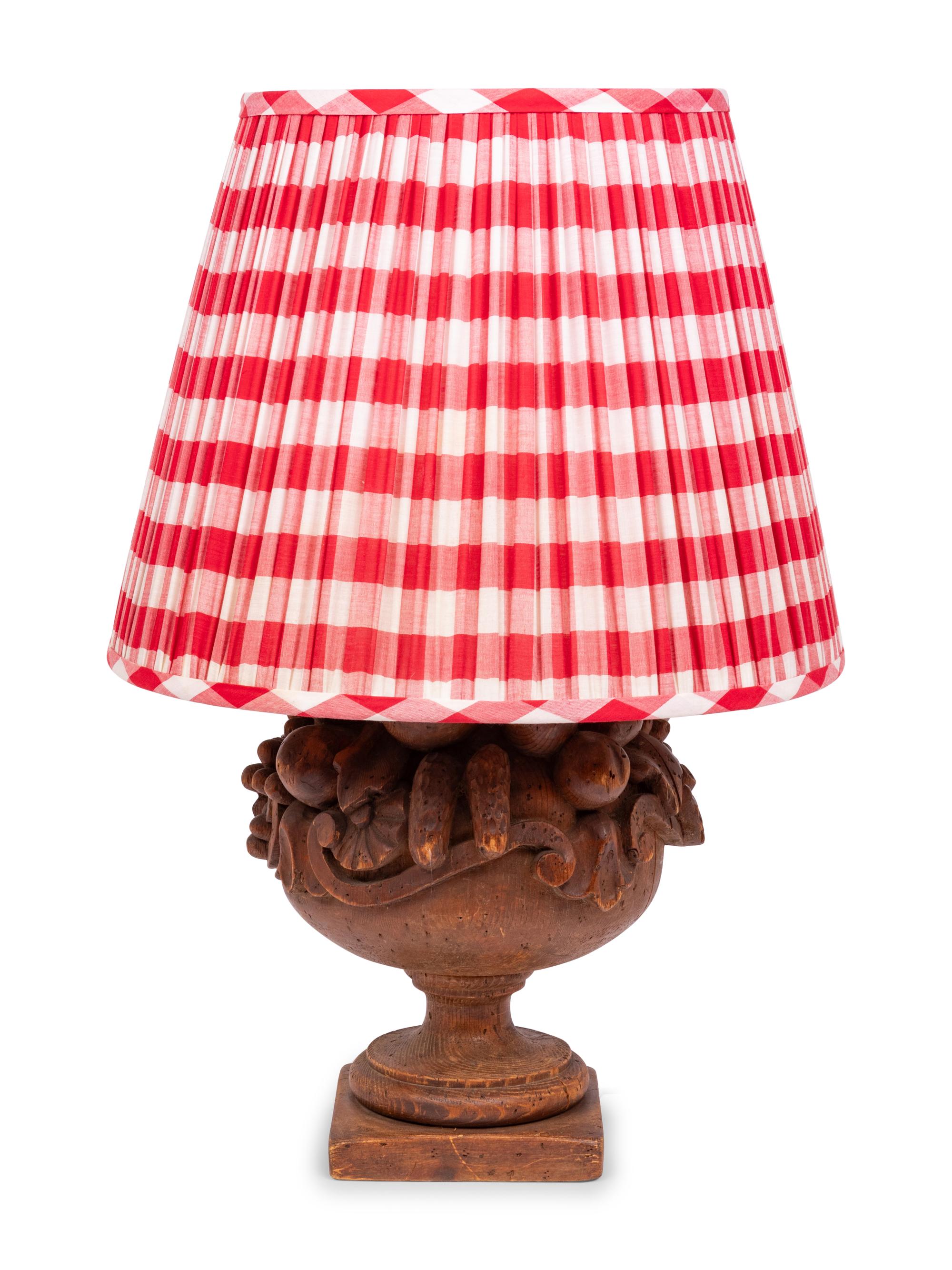 A Continental Style Carved Oak Table Lamp