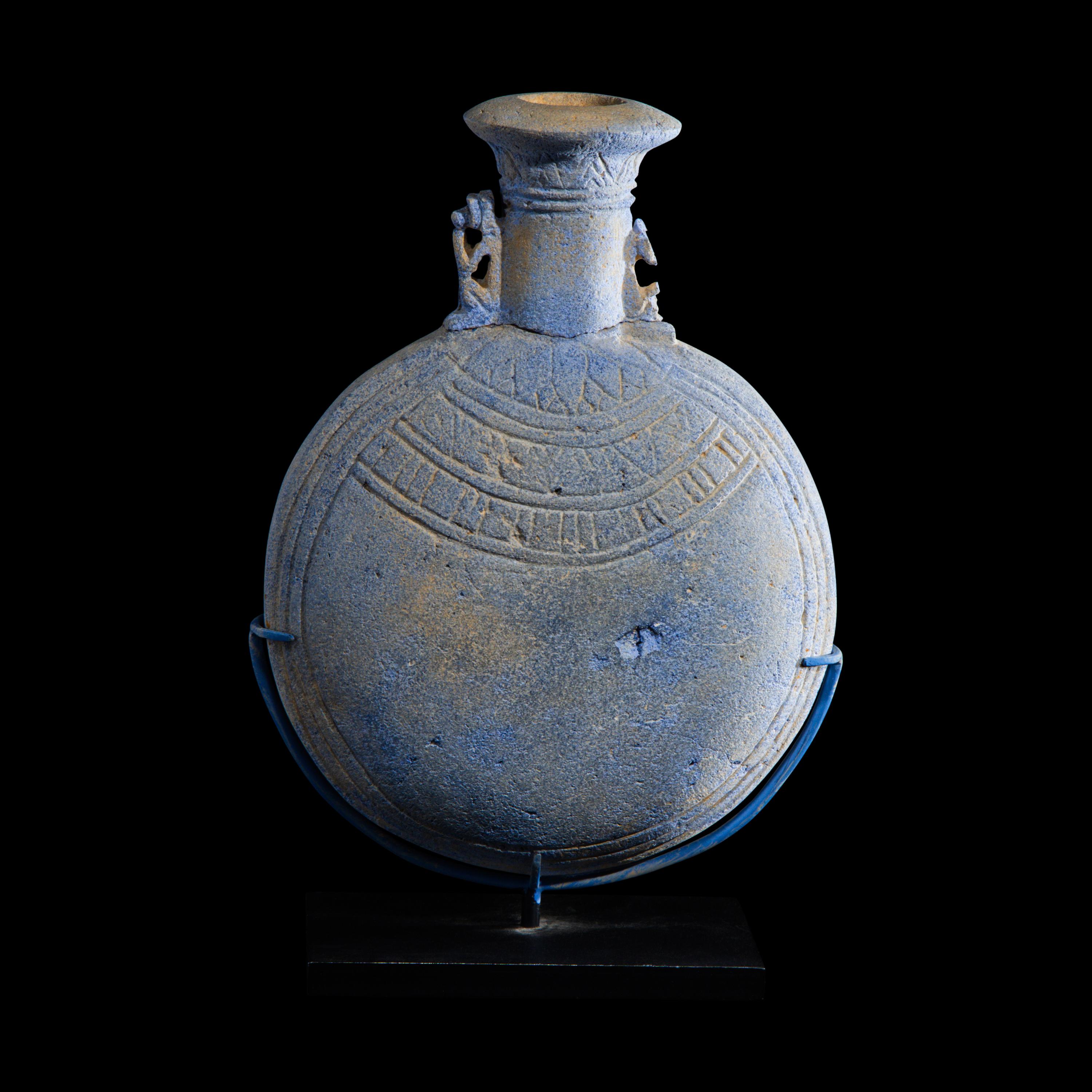 An Egyptian Blue Frit "New Year" Flask