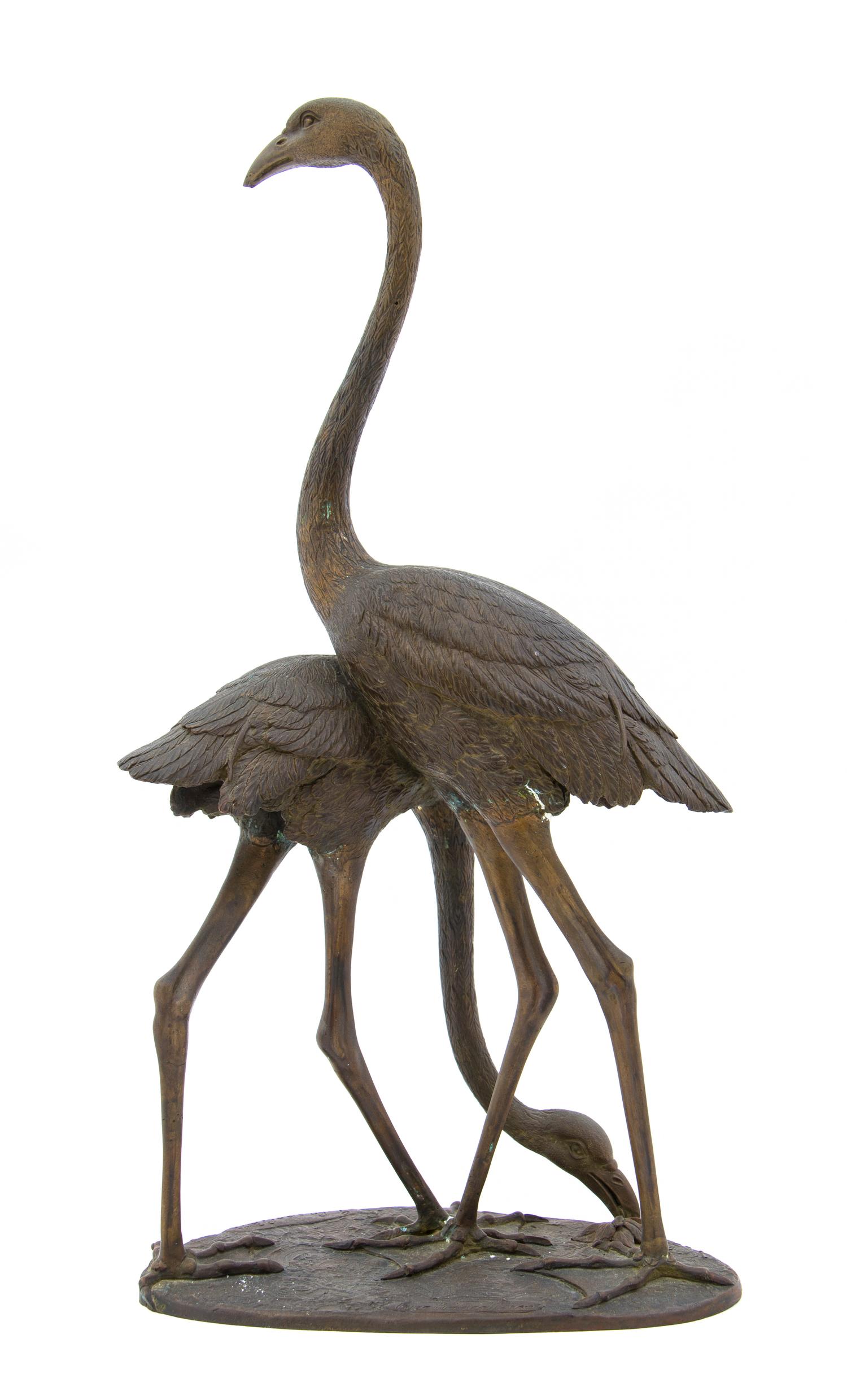 An Italian Bronze Ornithological Group, G. Cappelletti, Height 17 1/2 inches.