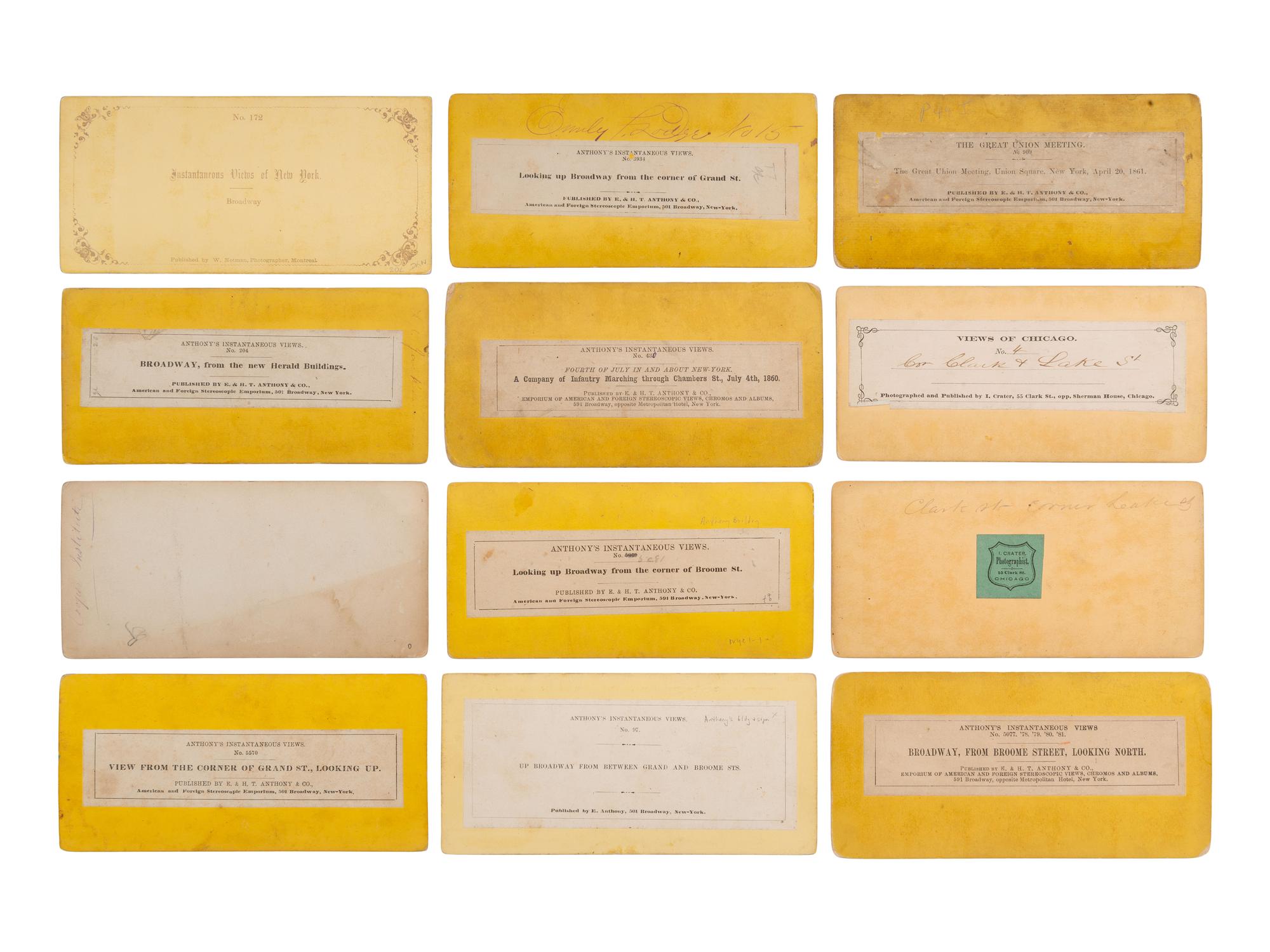 [EARLY PHOTOGRAPHY]. 50 stereoviews of New York City, incl. street scenes and landmarks.