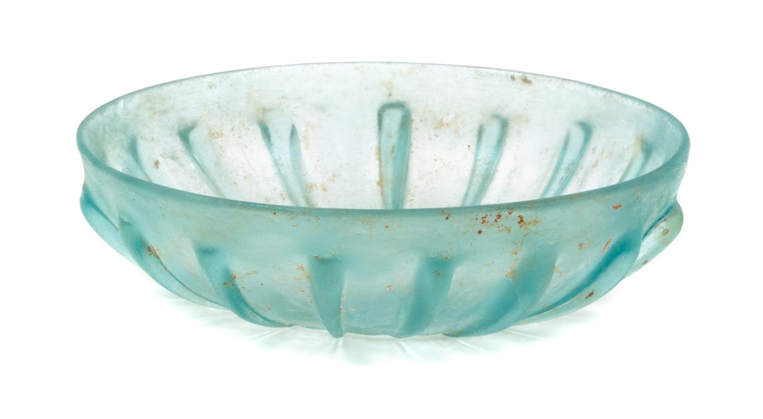 A Ribbed Glass Serving Bowl Diameter of first 6 1/8 inches. — POSSIBLY ROMAN