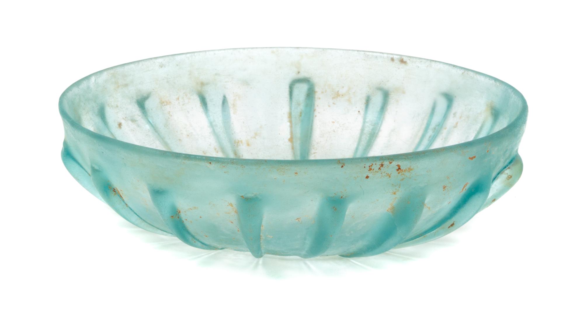 A Ribbed Glass Serving Bowl Diameter of first 6 1/8 inches. — POSSIBLY ROMAN