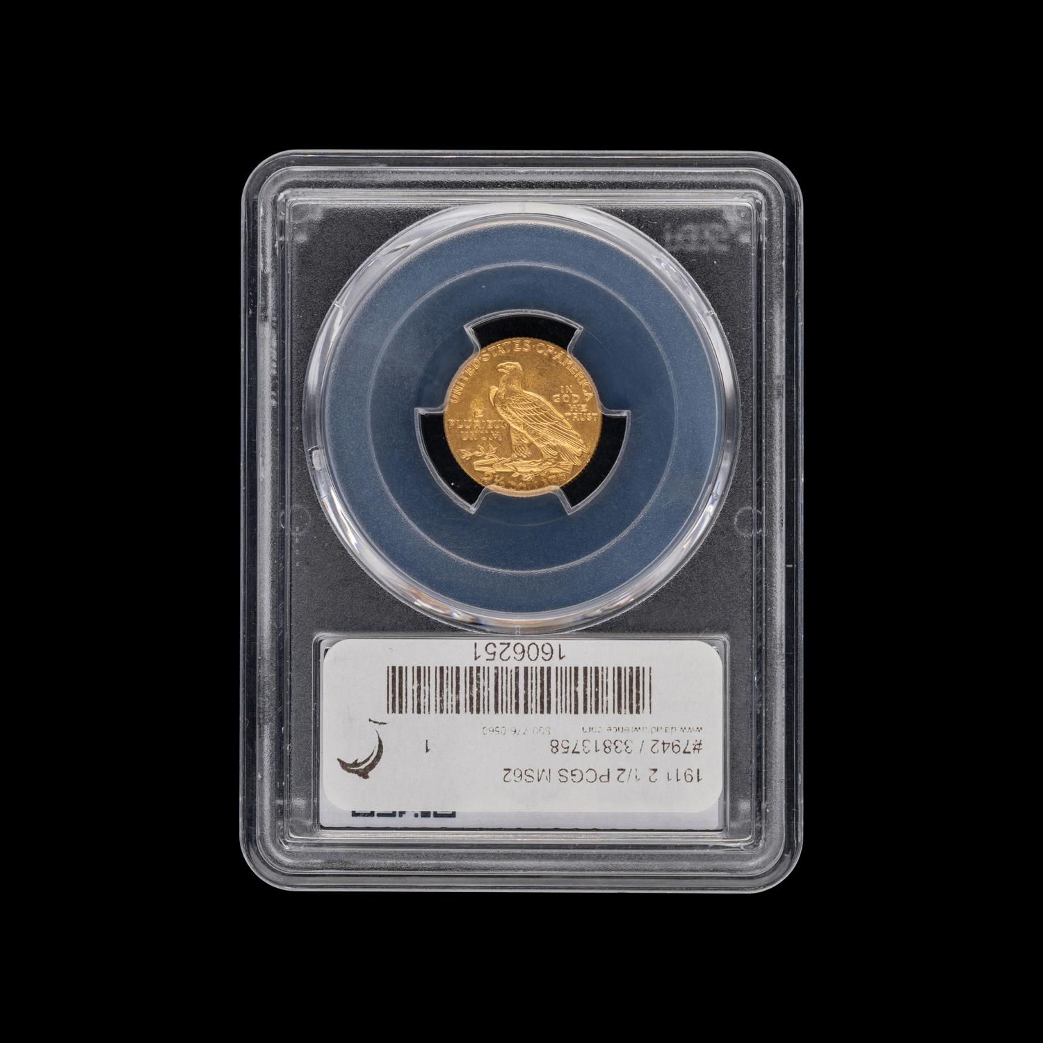 A 1911 Indian Head $2.50 Gold Coin [PCGS MS62]
