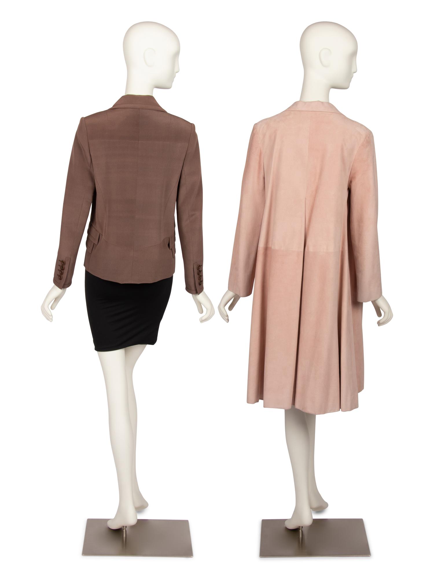 Christian Dior Haute Couture Pink Jacket and Unlabeled Suede Coat, 2000s