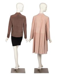Christian Dior Haute Couture Pink Jacket and Unlabeled Suede Coat, 2000s