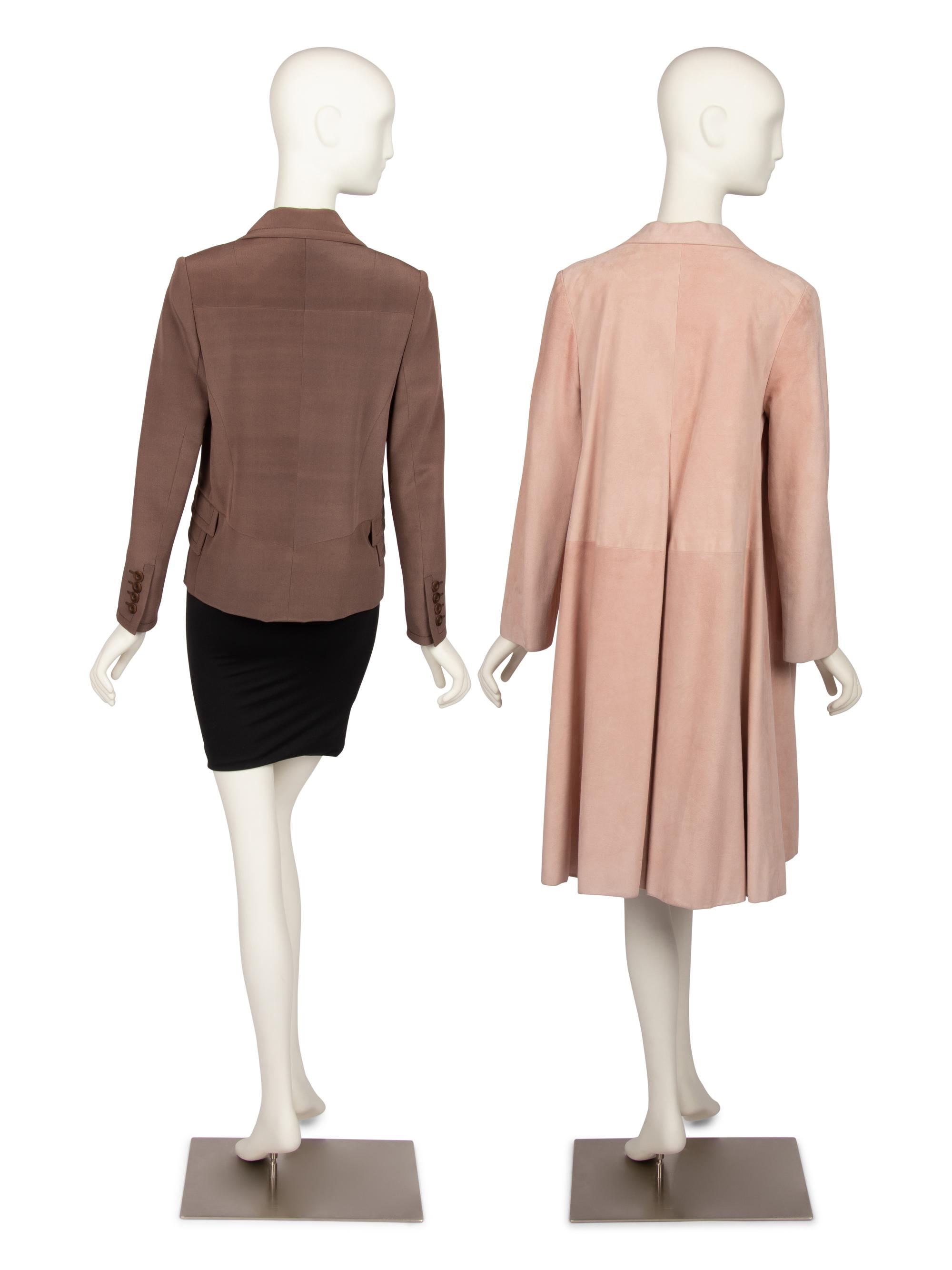 Christian Dior Haute Couture Pink Jacket and Unlabeled Suede Coat, 2000s