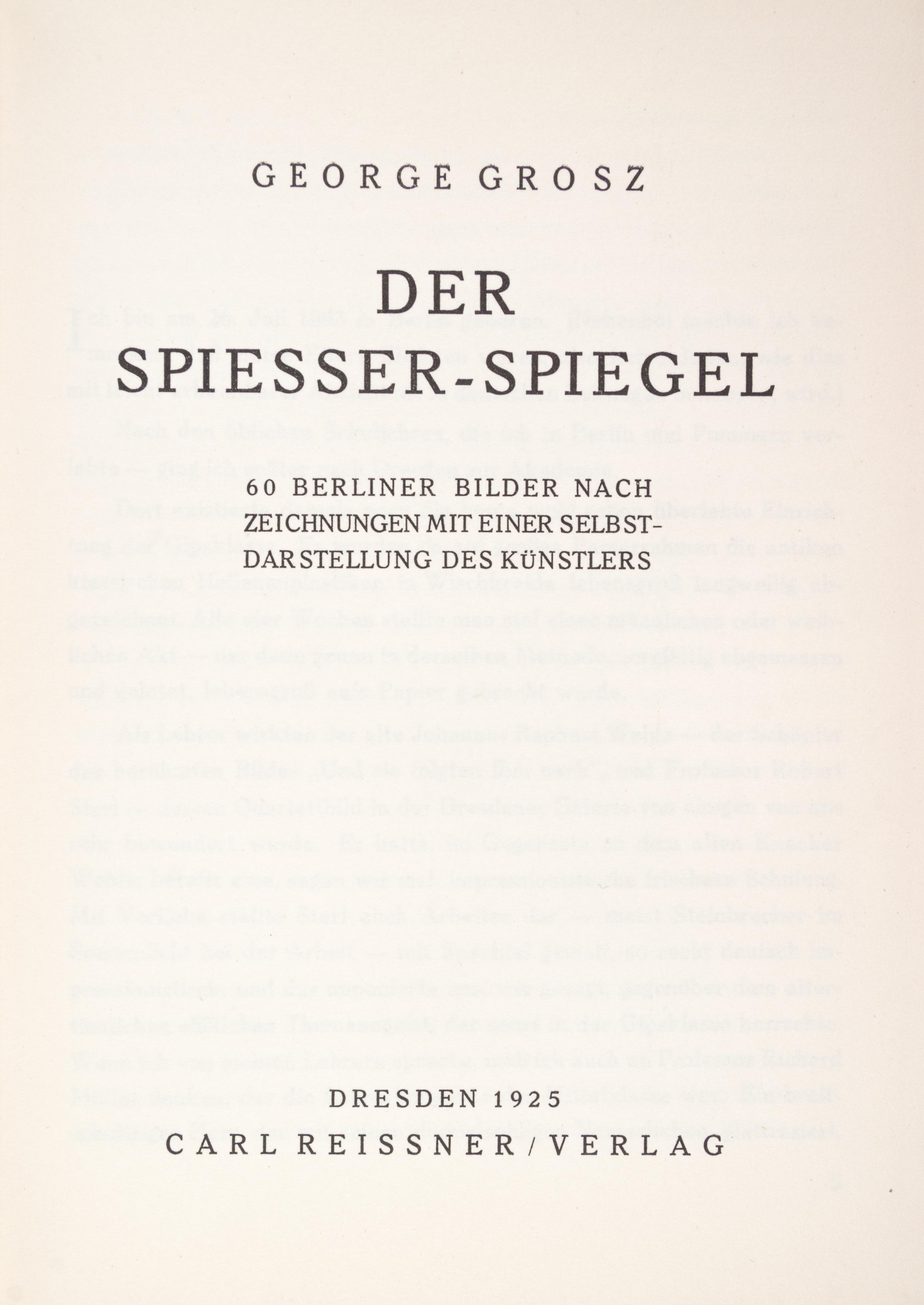 GROSZ, GEORGE. A group of four politically charged books illustrated by Grosz.