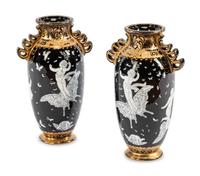 A Pair of Minton Style Pâte-sur-Pâte Porcelain Vases