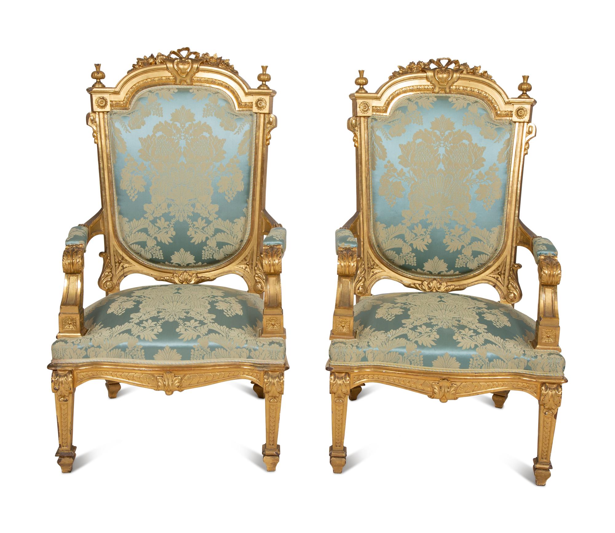 A Napoleon III Giltwood Seven-Piece Salon Suite