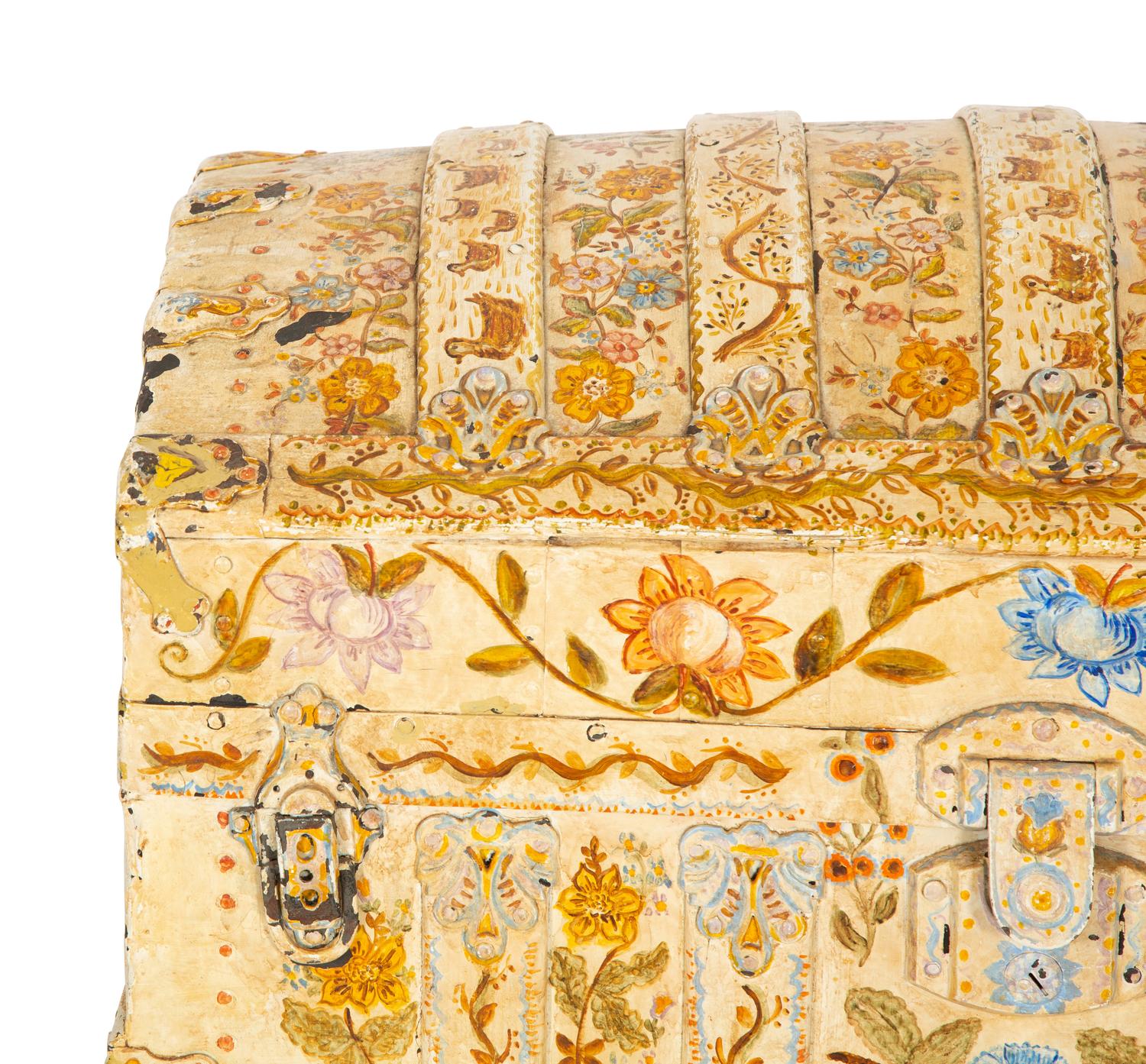 A Polychrome-Decorated Metal-Mounted Trunk