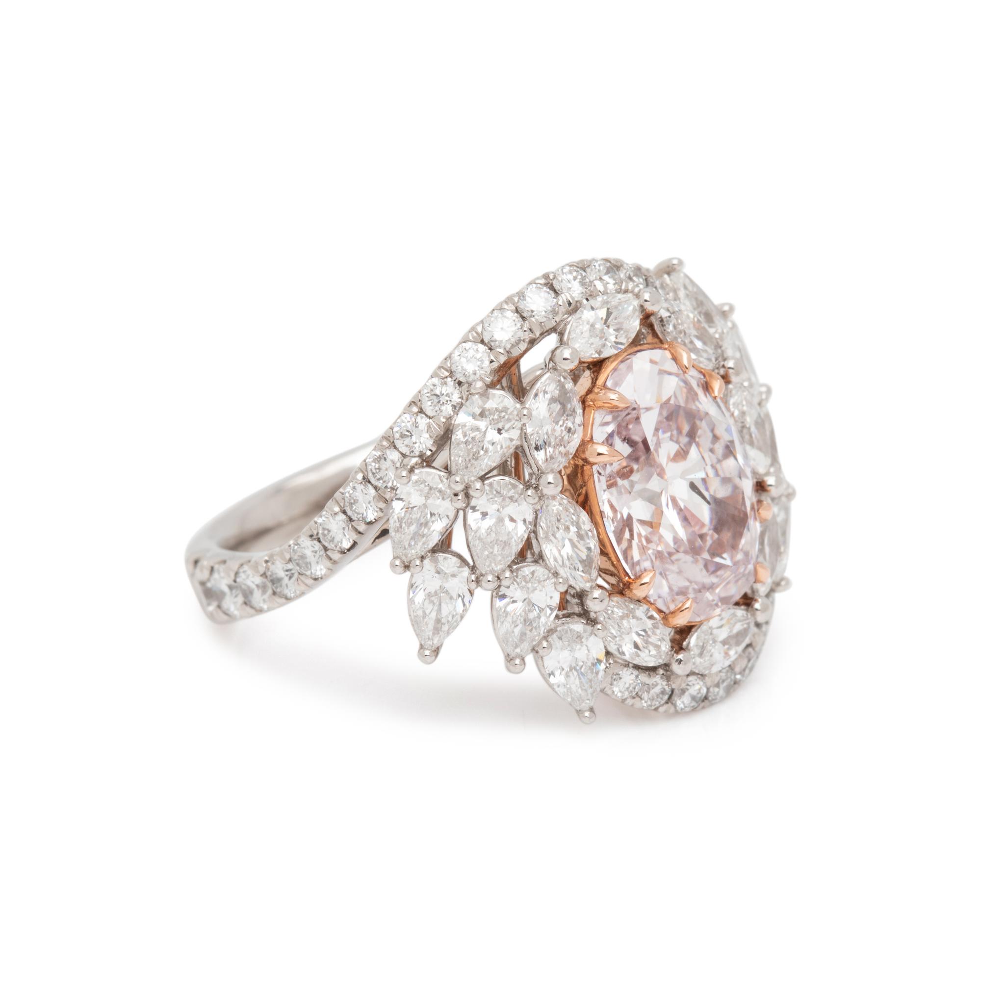 LIGHT PINK DIAMOND AND DIAMOND RING