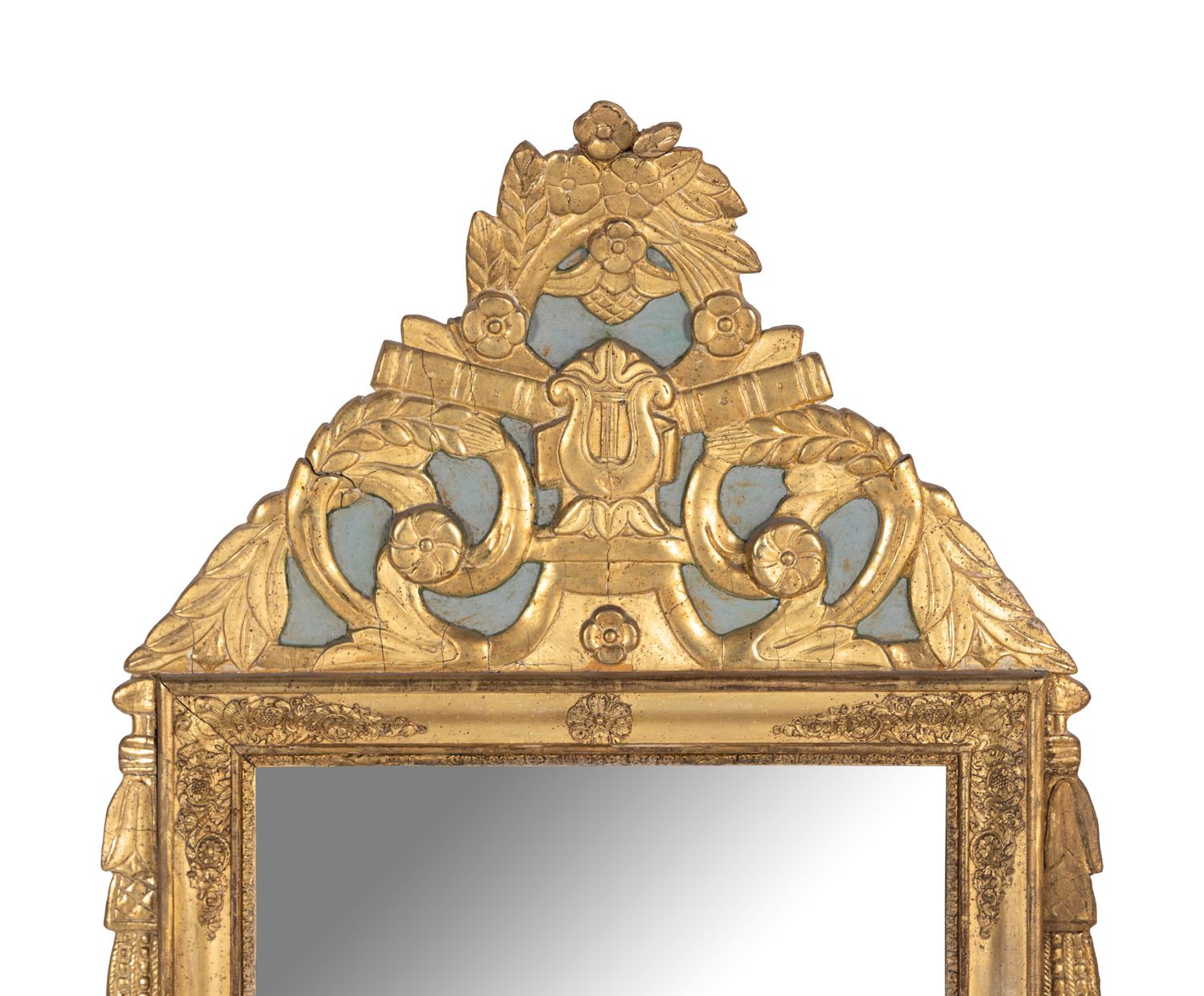 An Empire Painted and Parcel Gilt Mirror
