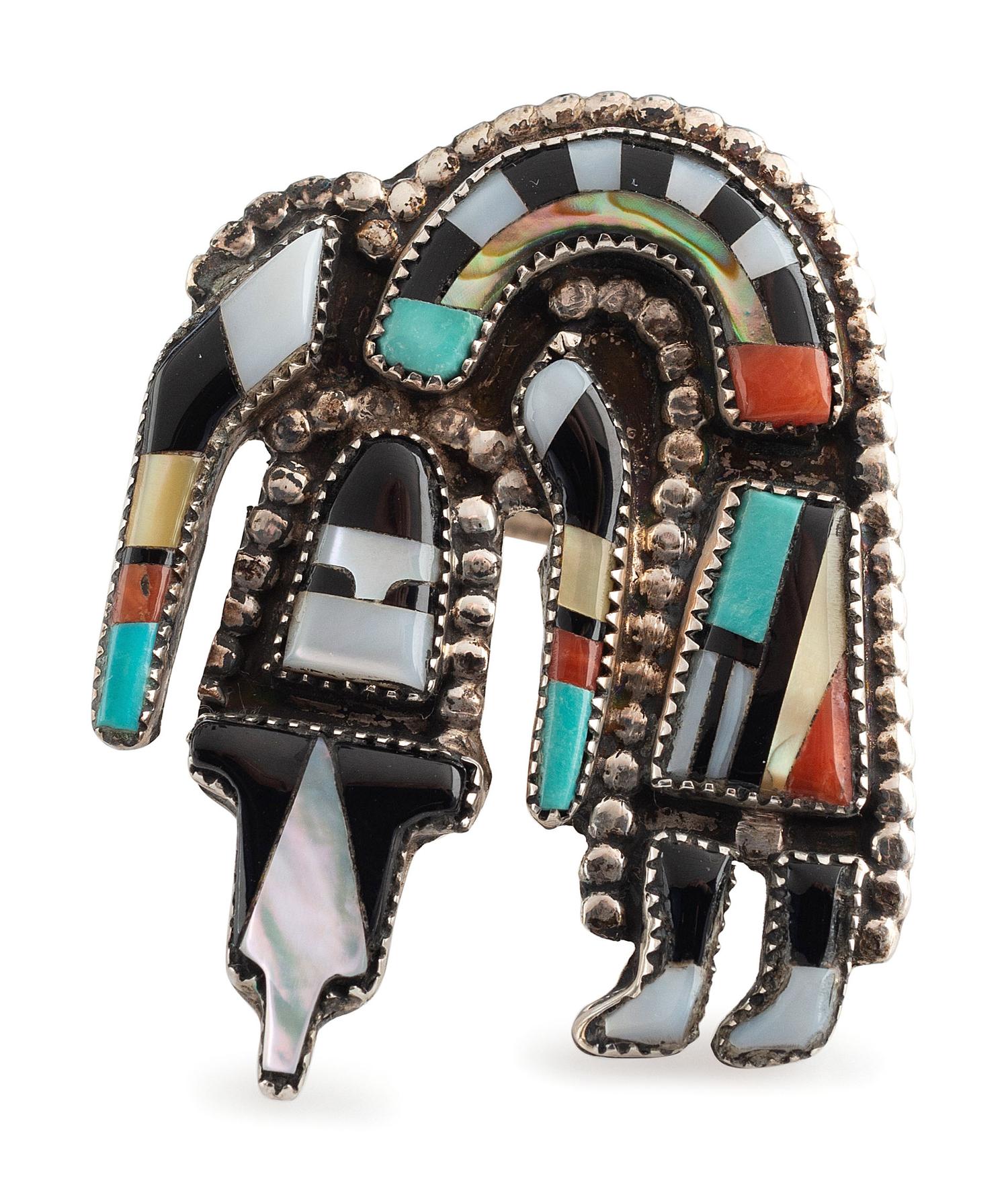Zuni Mosaic Inlay Rainbow Guardian Pendant AND Rings