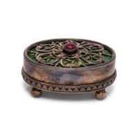 An Enameled Silver and Cabochon Ruby-Inset Bell Push