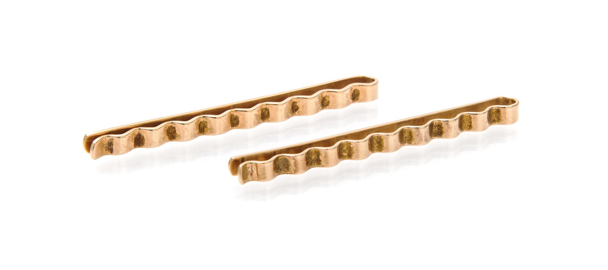 A Pair of 14 Karat Yellow Gold Hair Pins, 3.40 dwts.