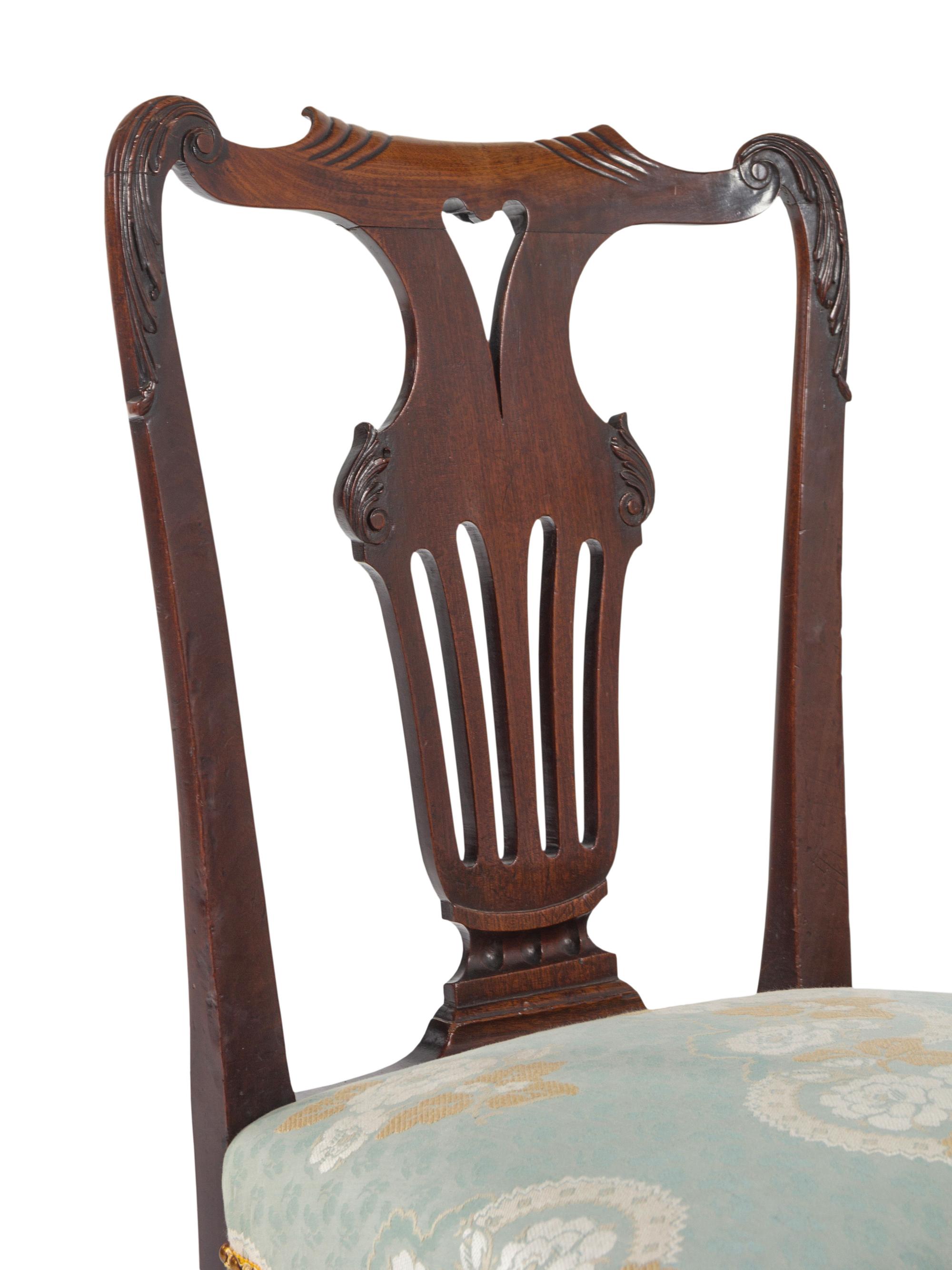 A Pair of George II Carved Mahogany Side Chairs